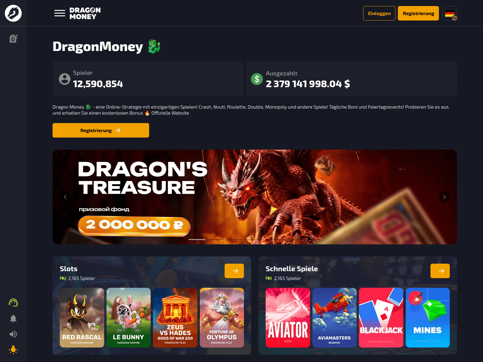 Screenshot of dragmoney.com