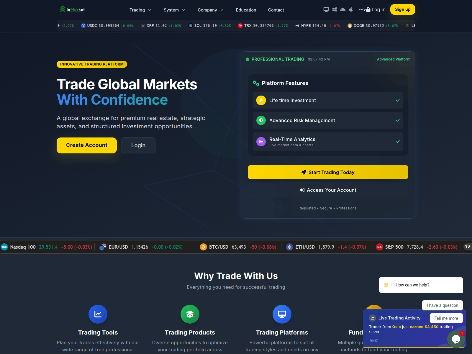Screenshot of inmarket.live