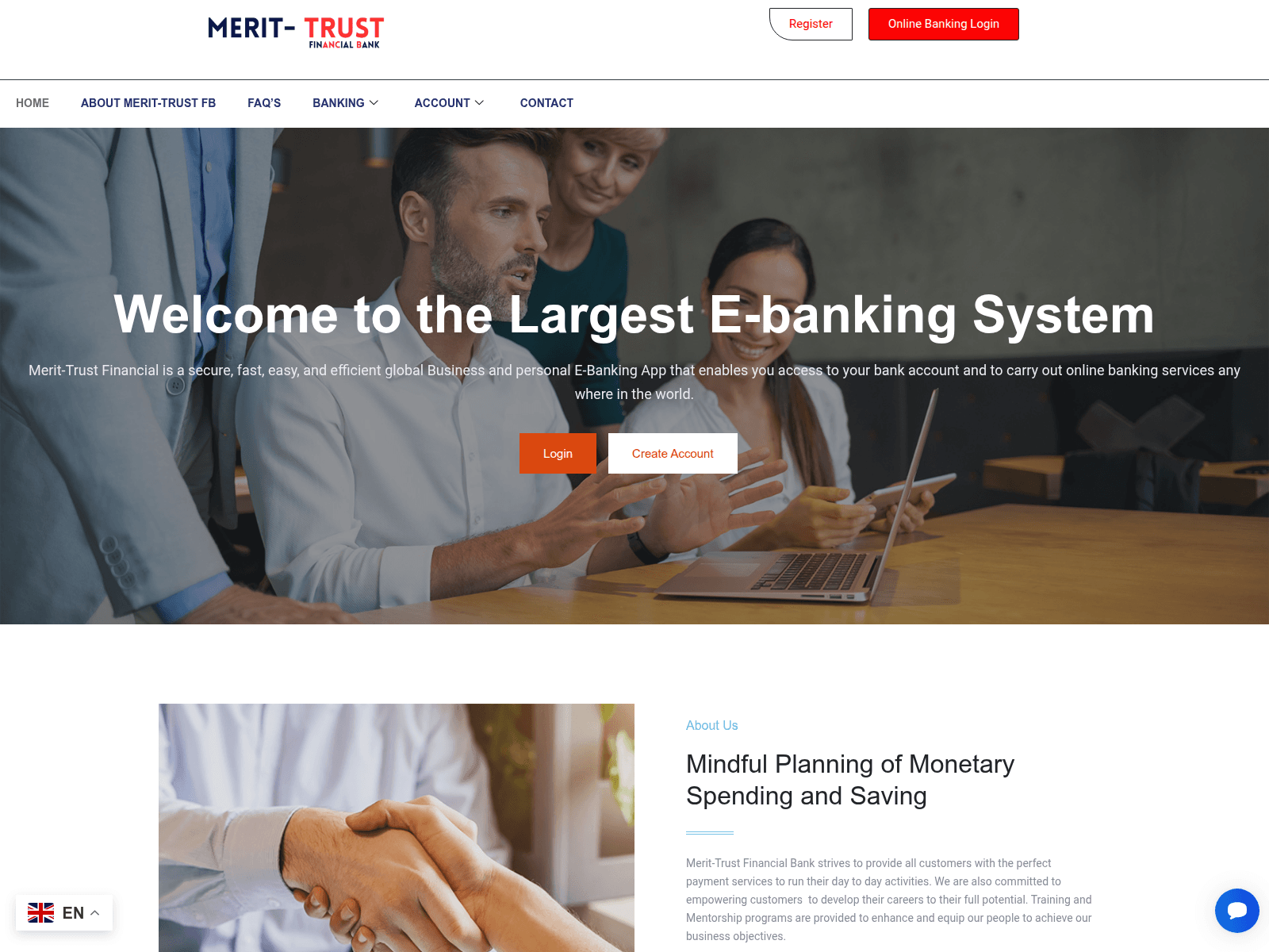 Screenshot of merit-trustfb.com