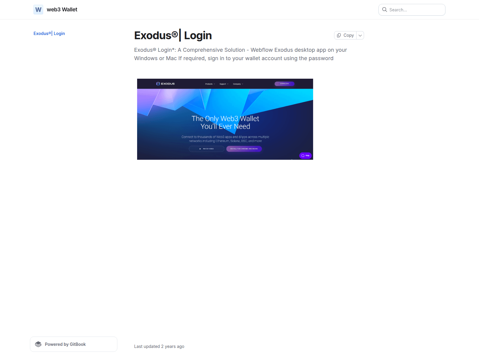 Screenshot of exoduusweb3-wallets.gitbook.io