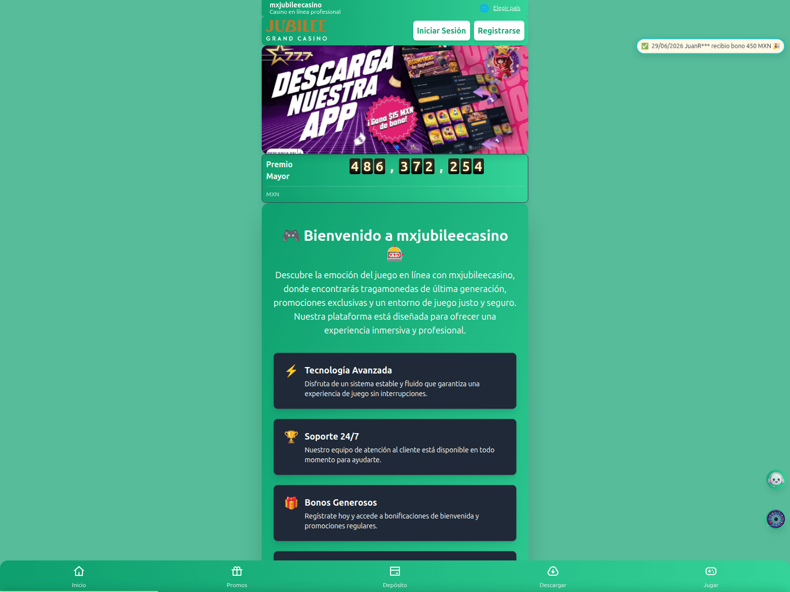 Screenshot of mxjubileecasino.com