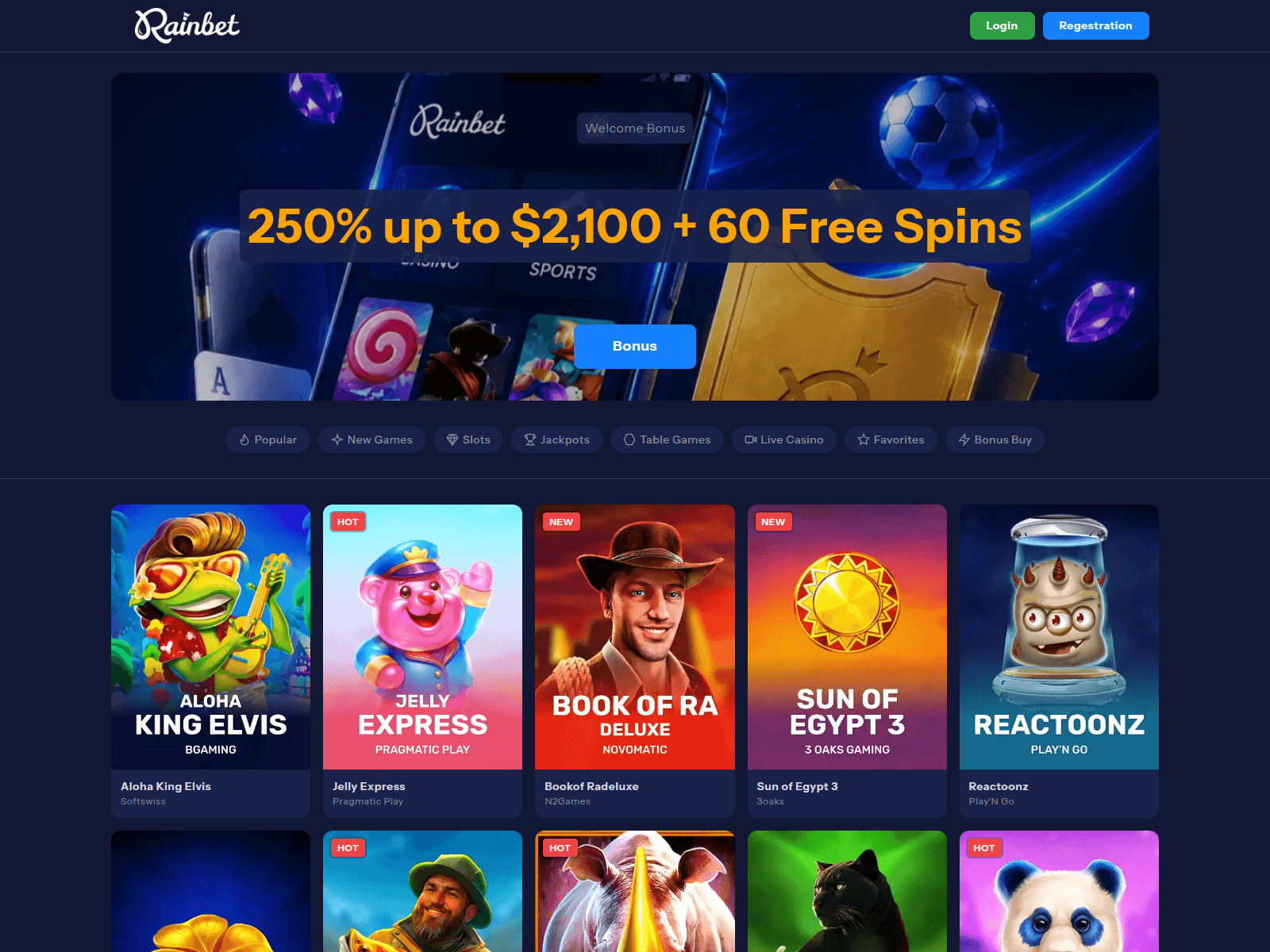 Screenshot of rainbetcasinoofficial.ca