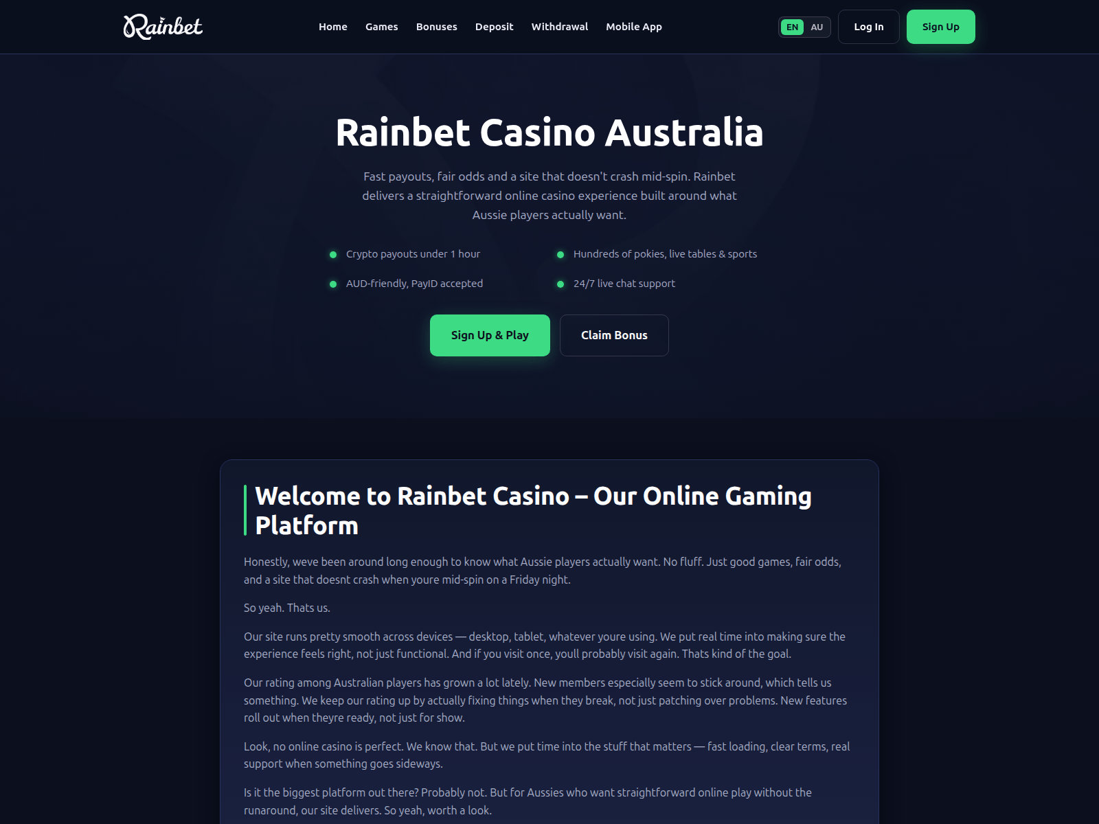 Screenshot of aus-rainbet.com