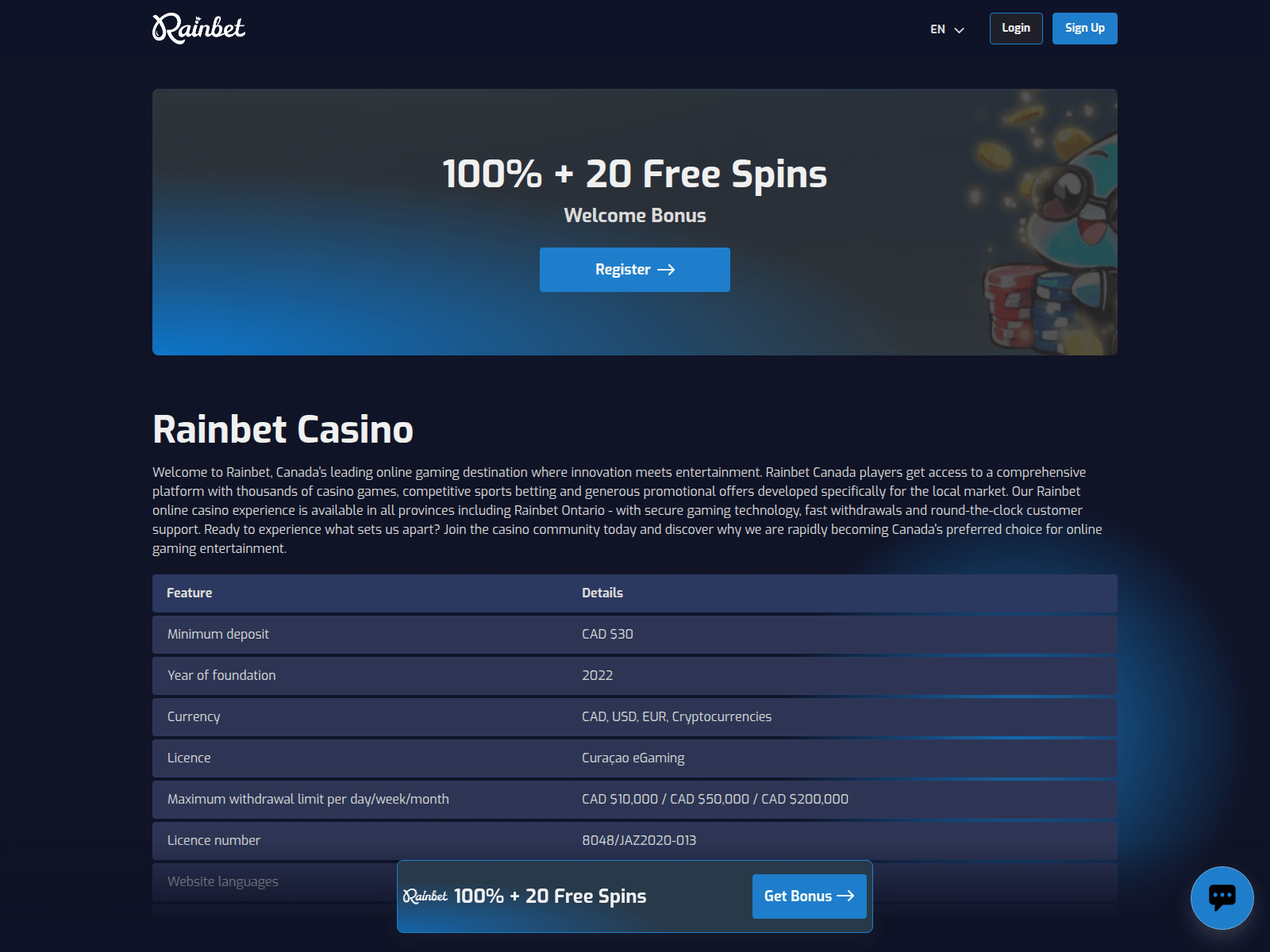 Screenshot of rainbet.fyi