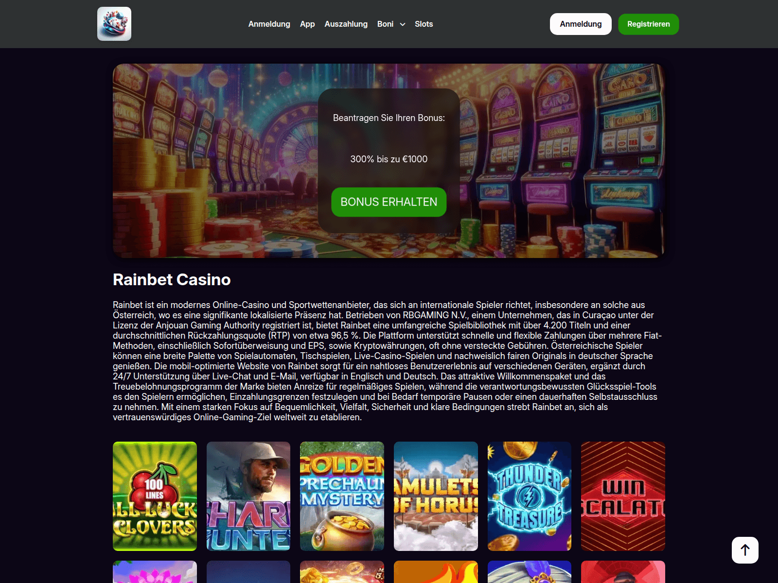 Screenshot of rainbet.or.at