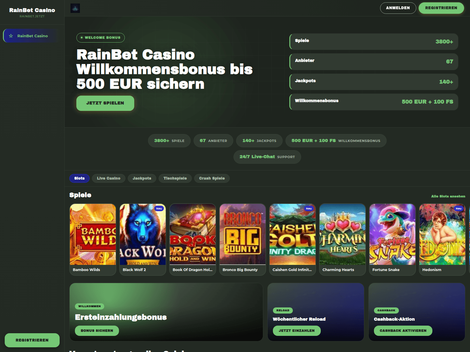 Screenshot of rainbet.jetzt
