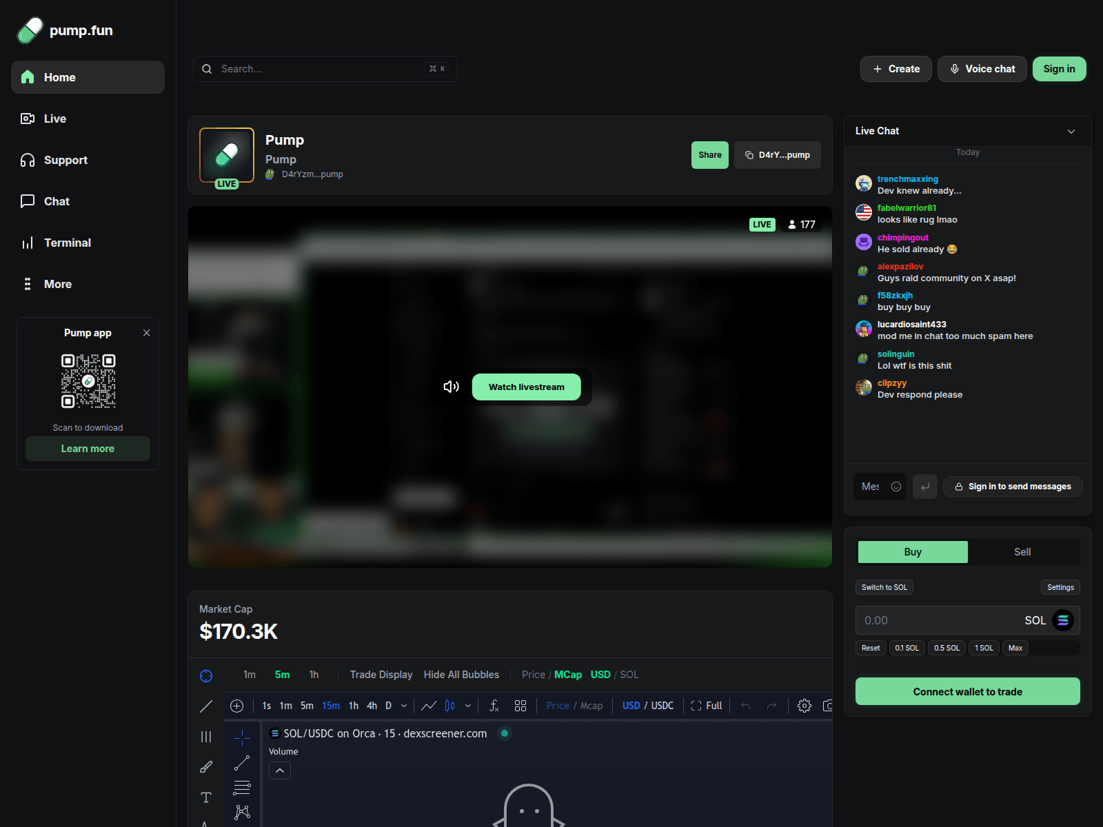 Screenshot of pump-fun.solstream.cc