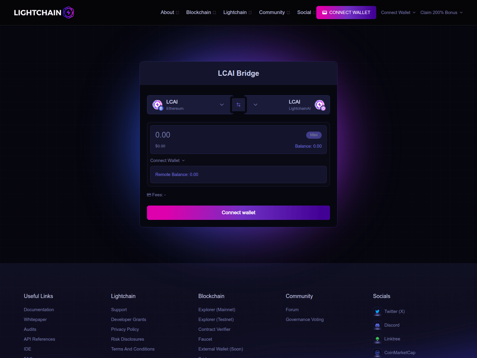 Screenshot of bridge-lightchain.online