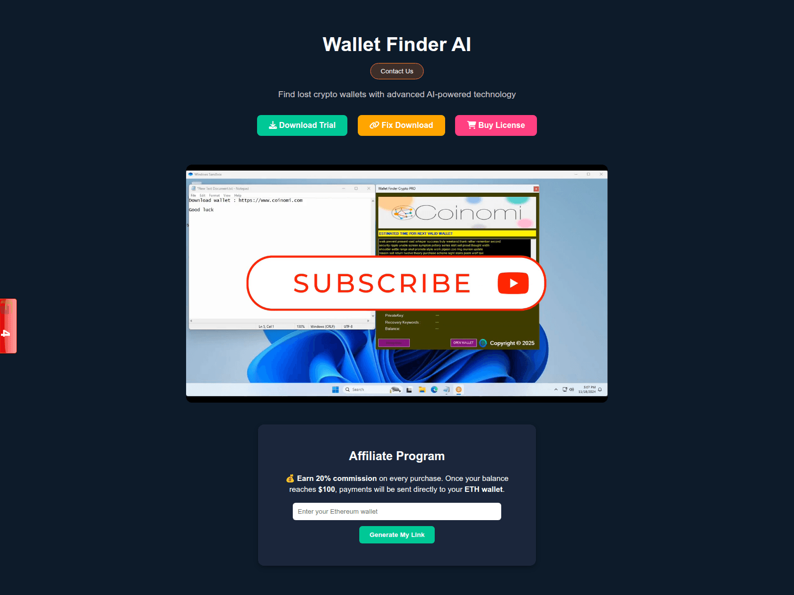 Screenshot of coinomi.pythonanywhere.com