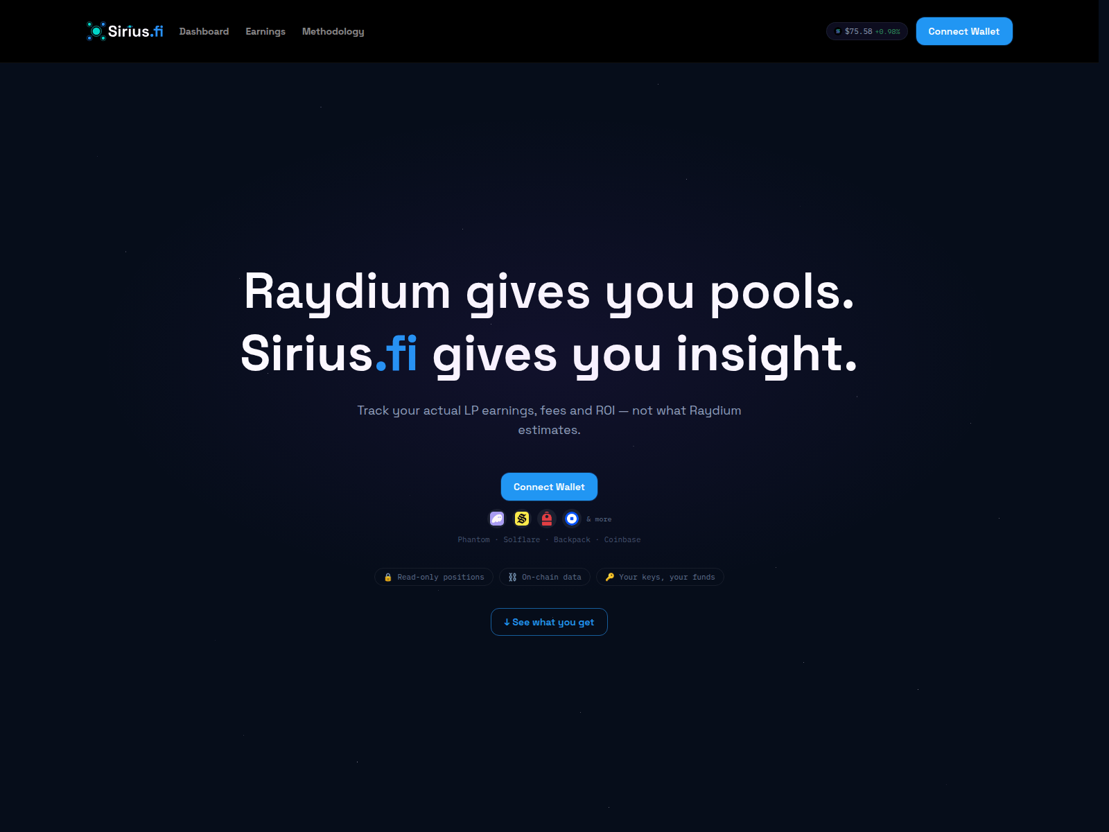 Screenshot of siriusfi.app