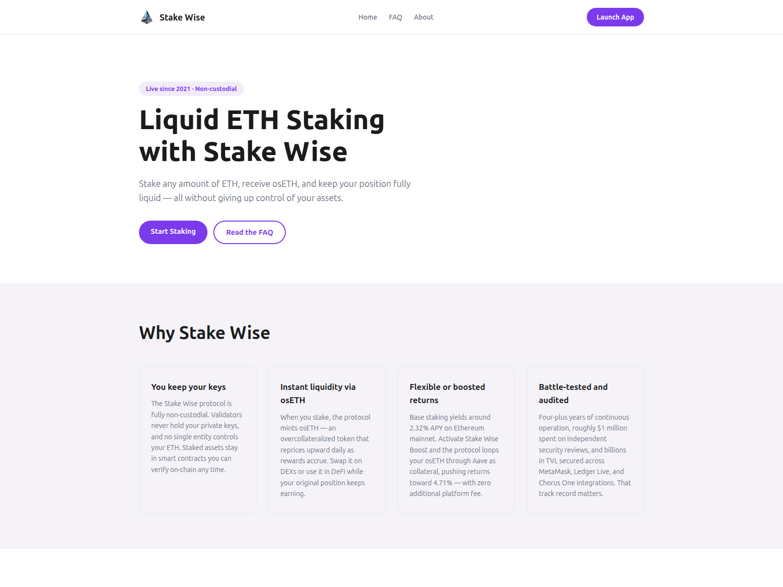 Screenshot of stake-wise.org