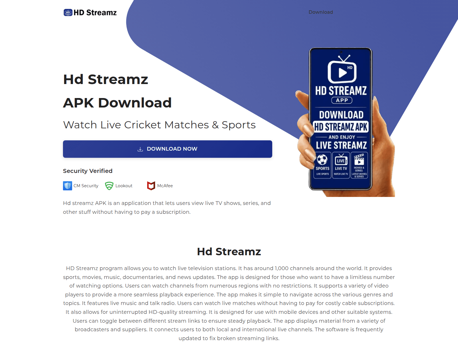 Screenshot of hdstreamz.info.in