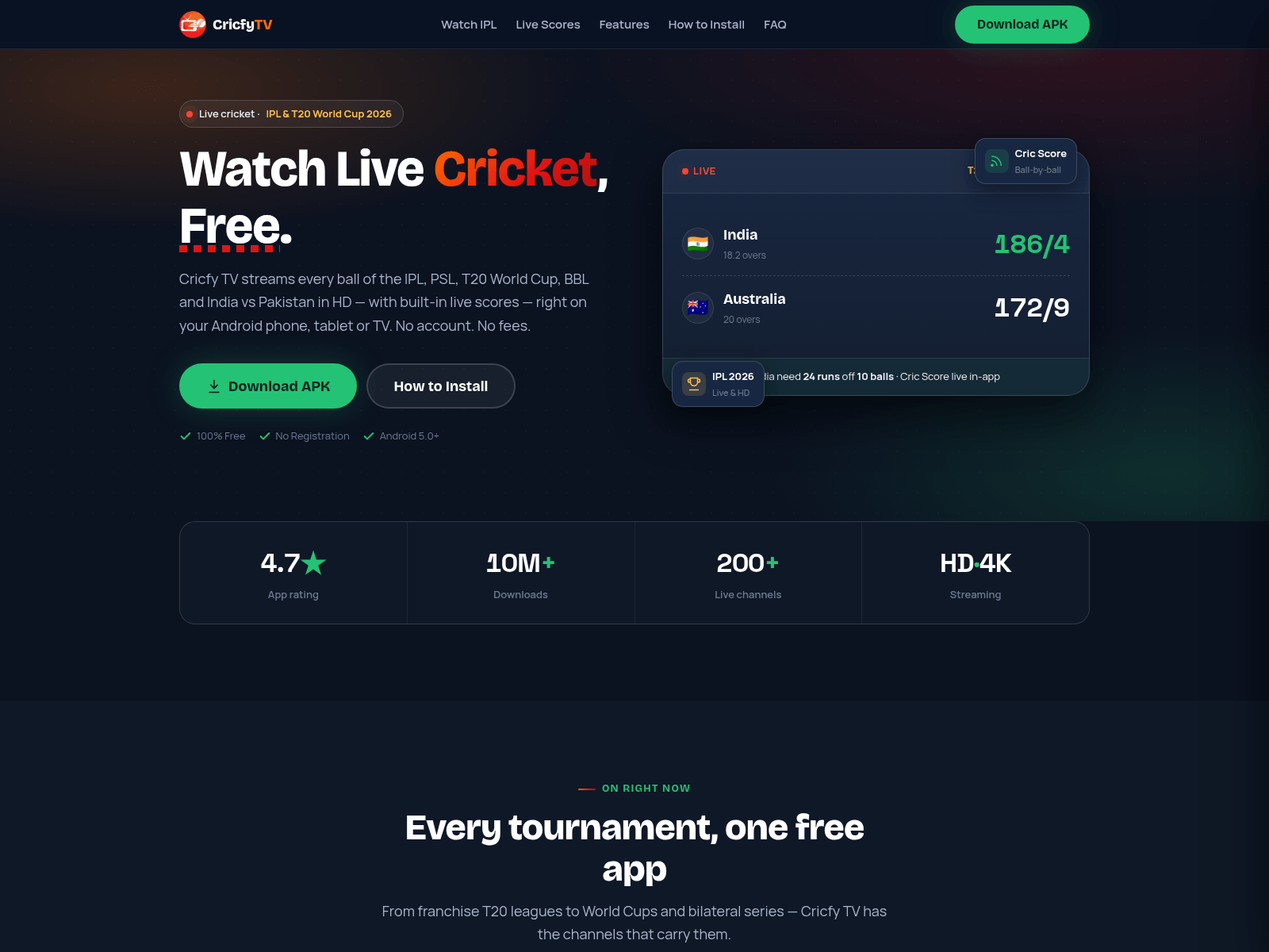 Screenshot of cricfy.cricket