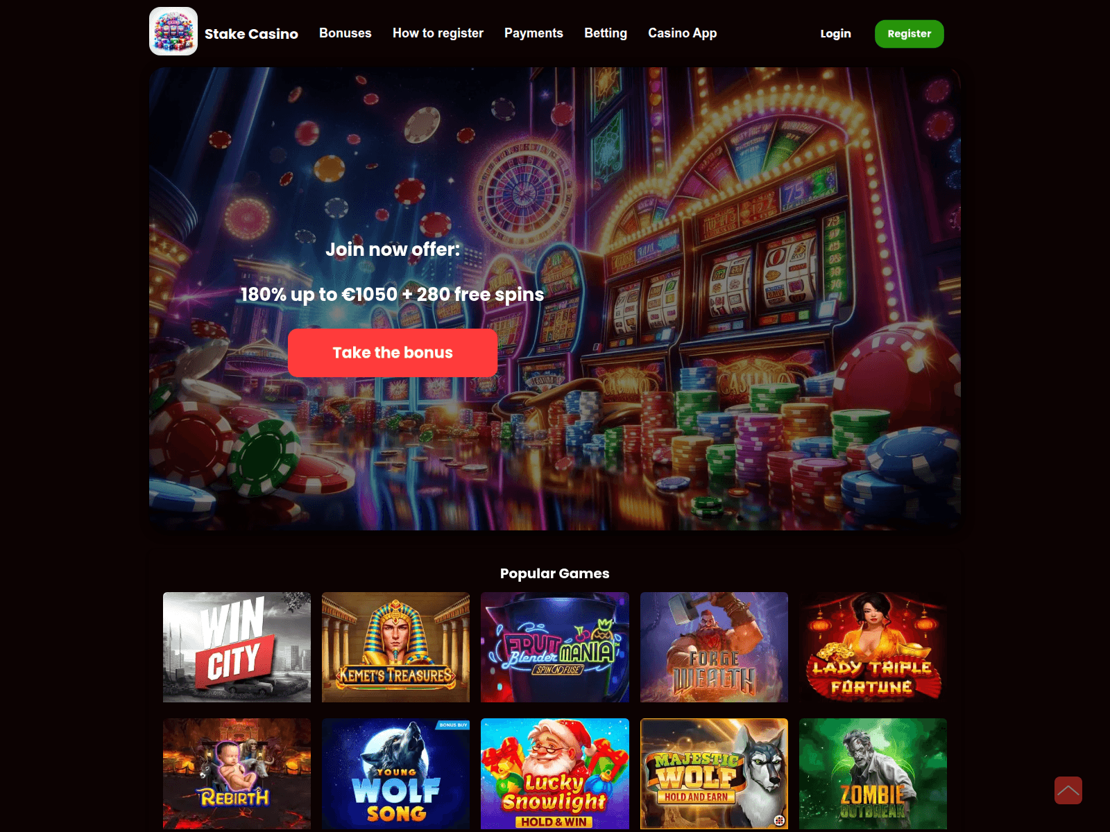 Screenshot of stake-casino.ie