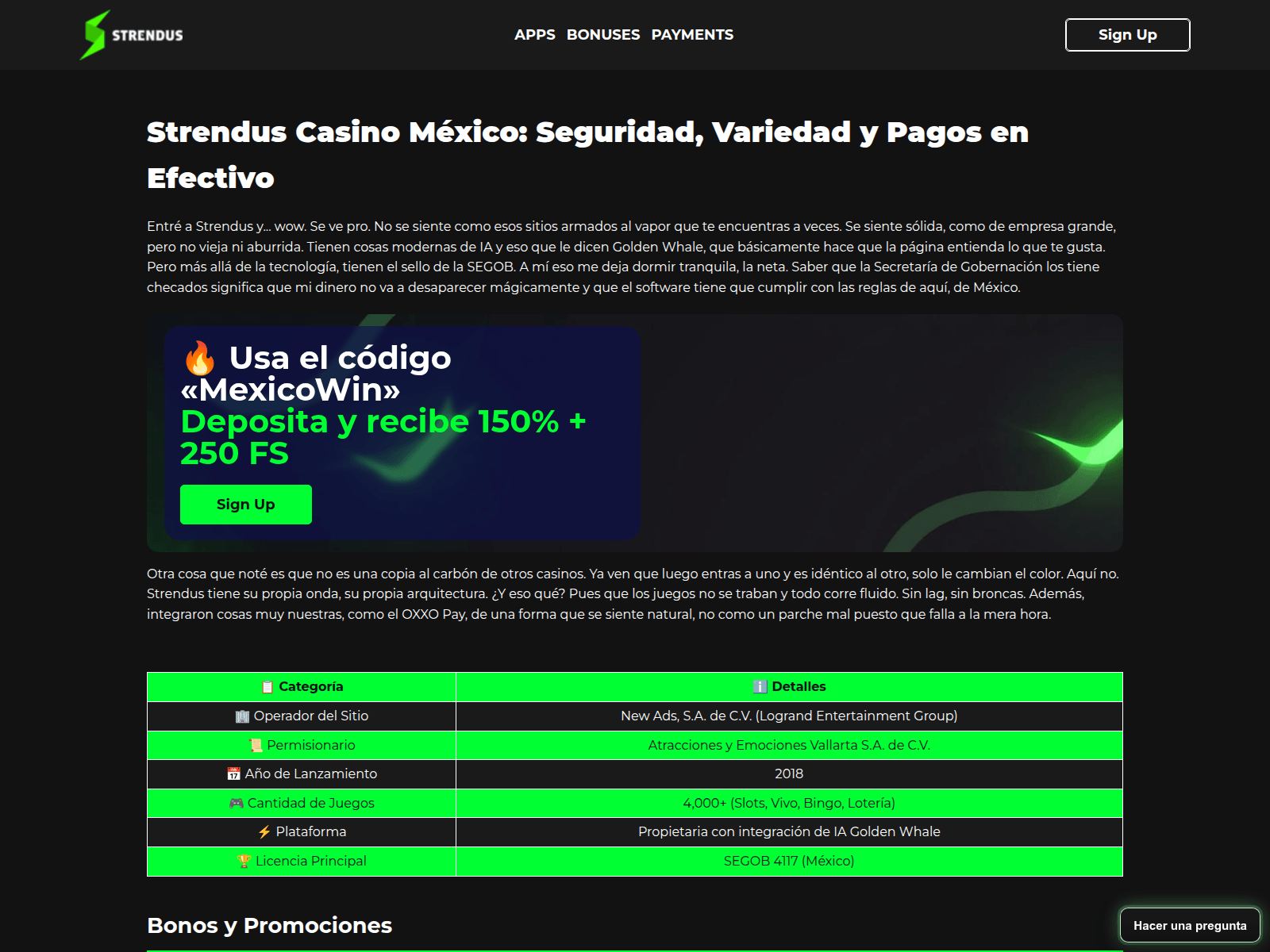 Screenshot of strendus-casino.com