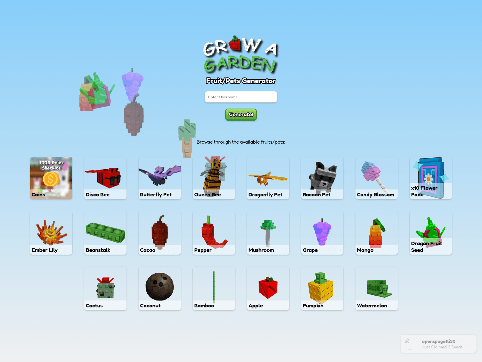 Знімок екрана gardenseeds.netlify.app
