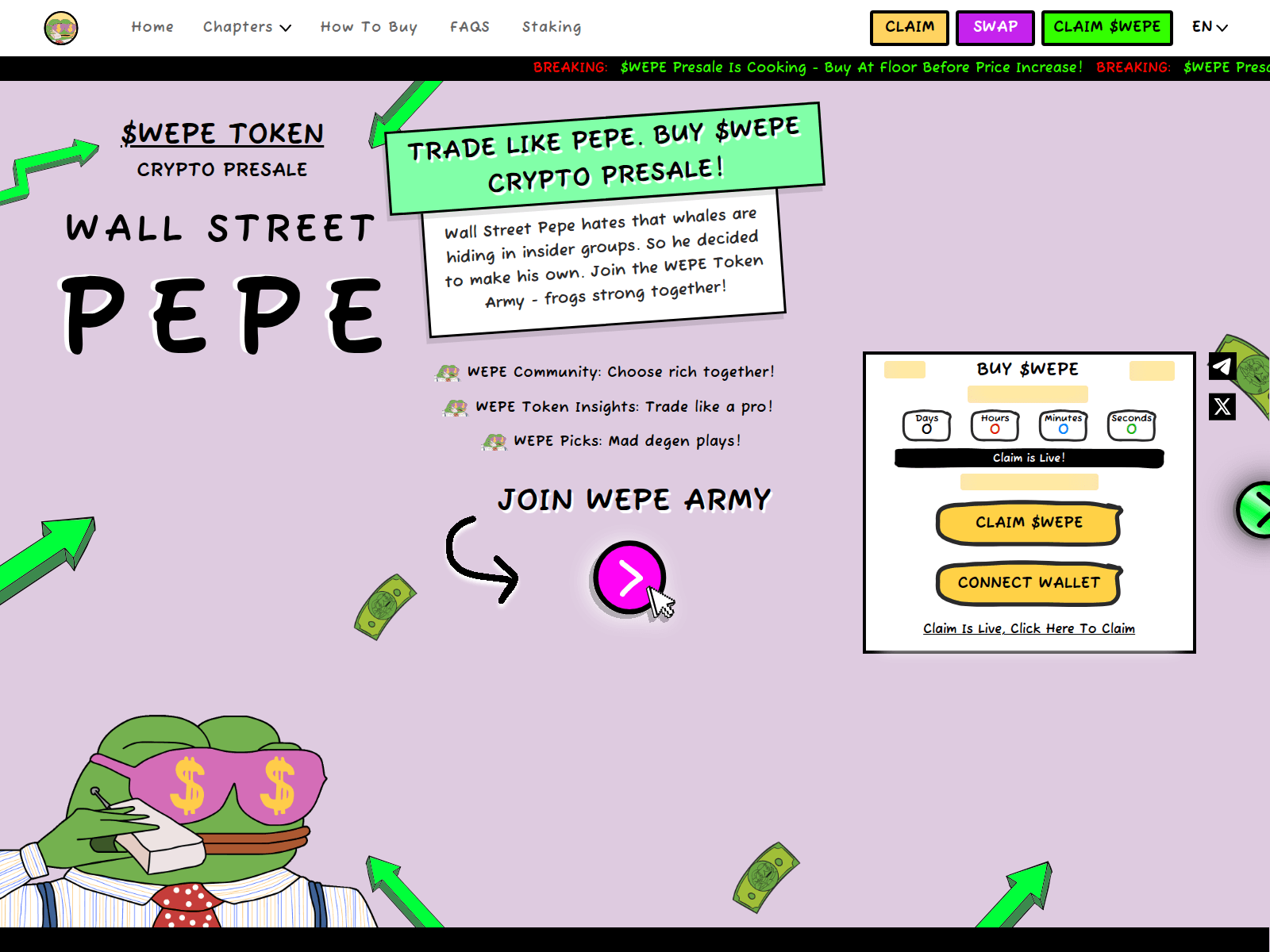 [Ekran görüntüsü] wallstreetpepesale.pages.dev