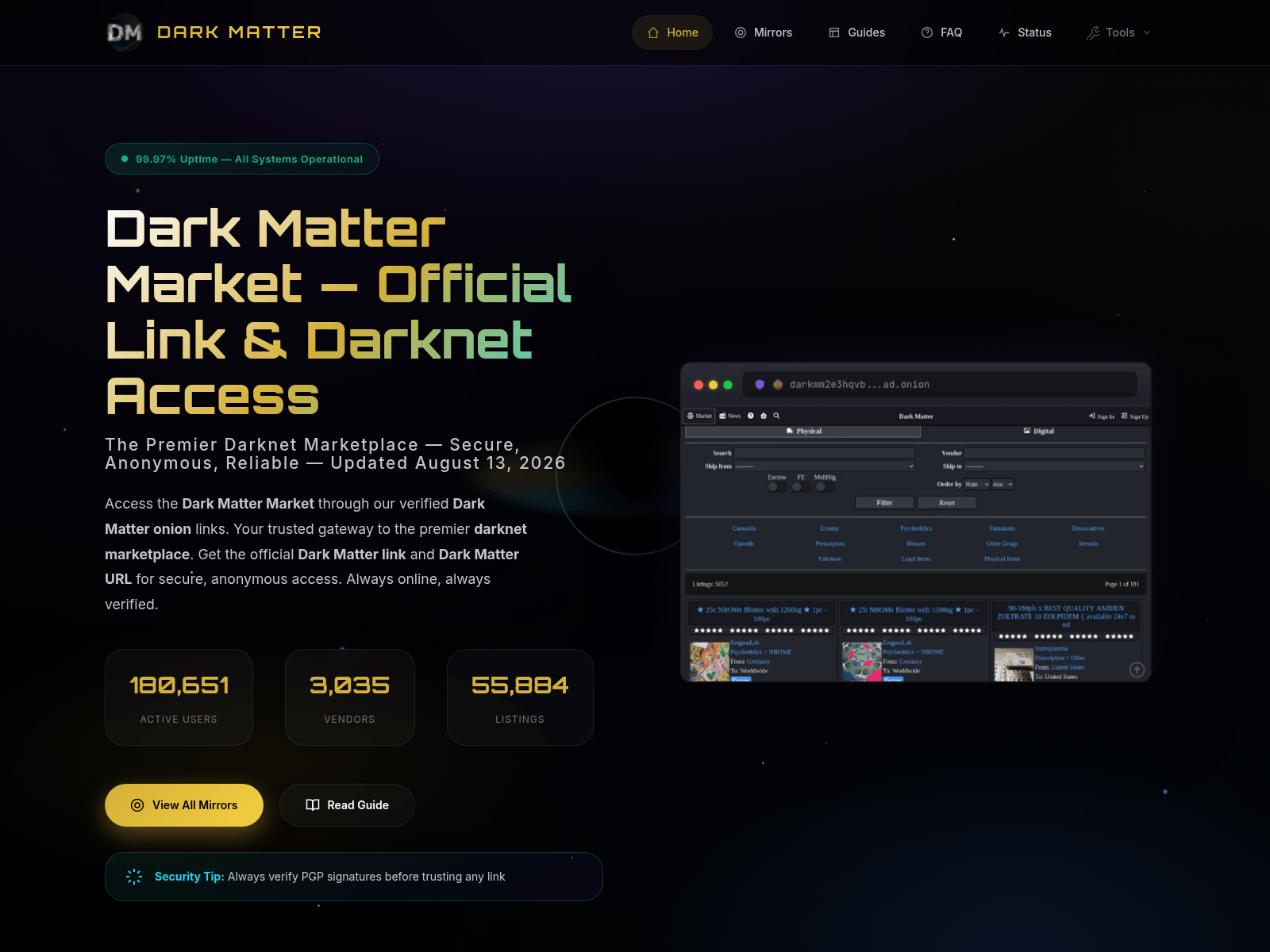Знімок екрана darkmatter.market
