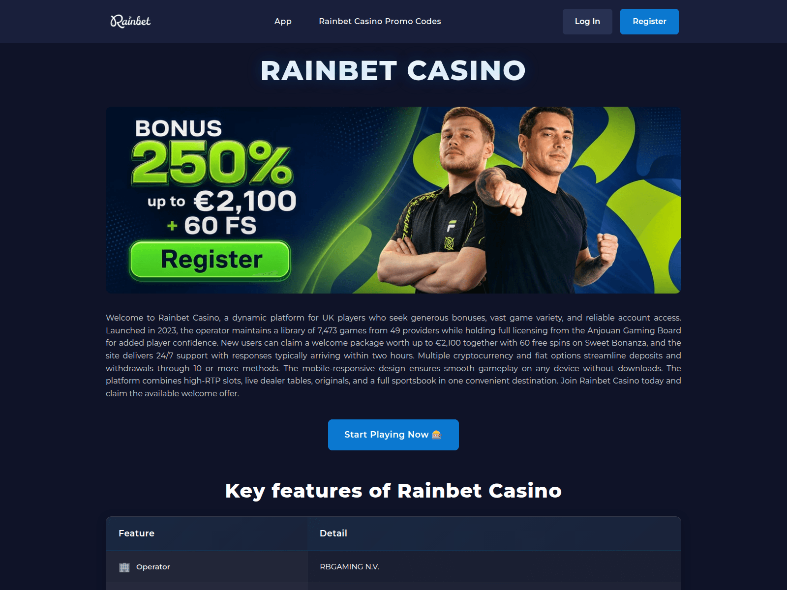 Screenshot of rainbett.uk