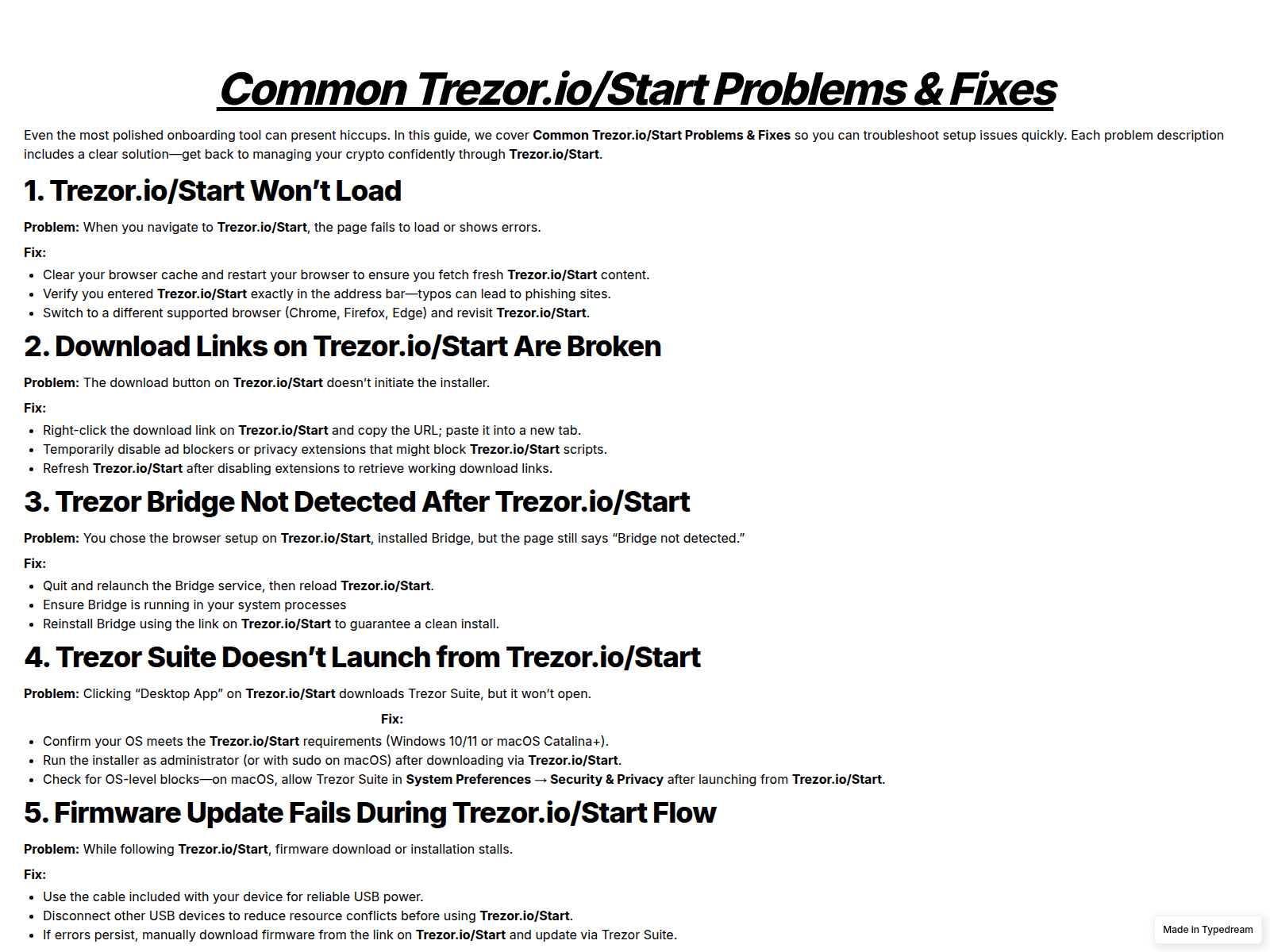 Screenshot of help-io-start-treezer.typedream.app