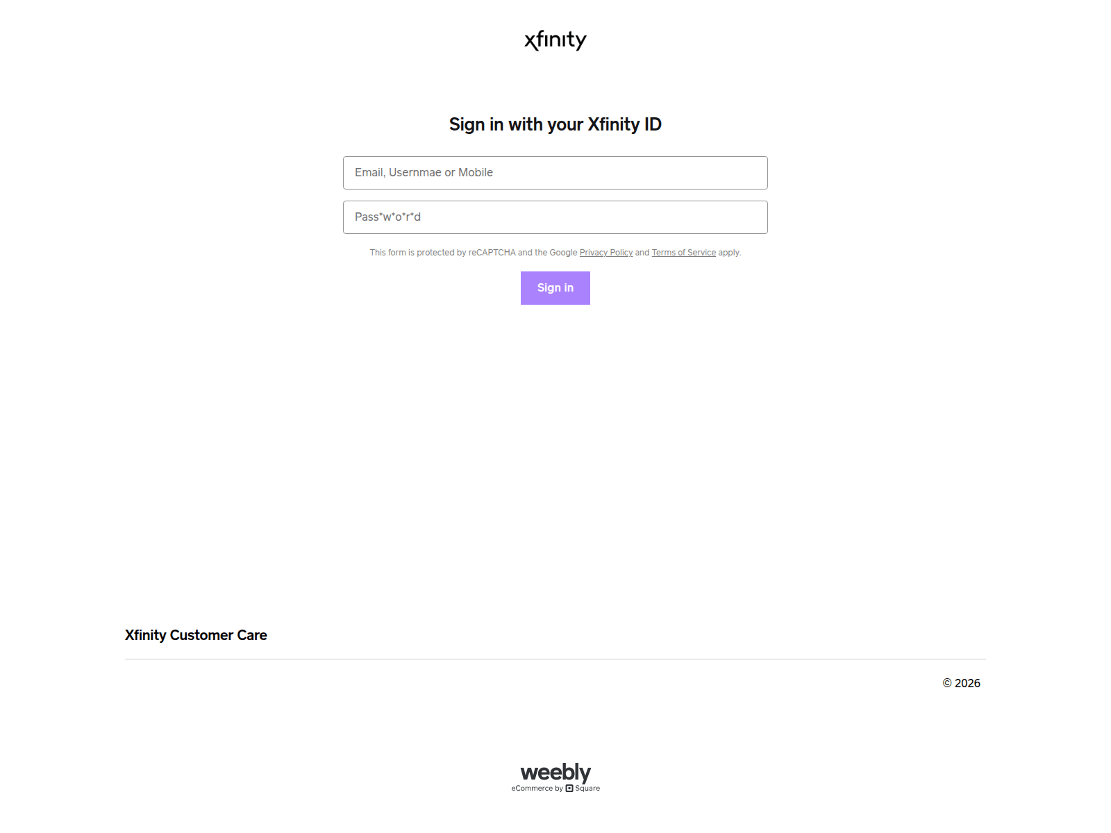 Screenshot of xfinity-customer-care.weebly.com