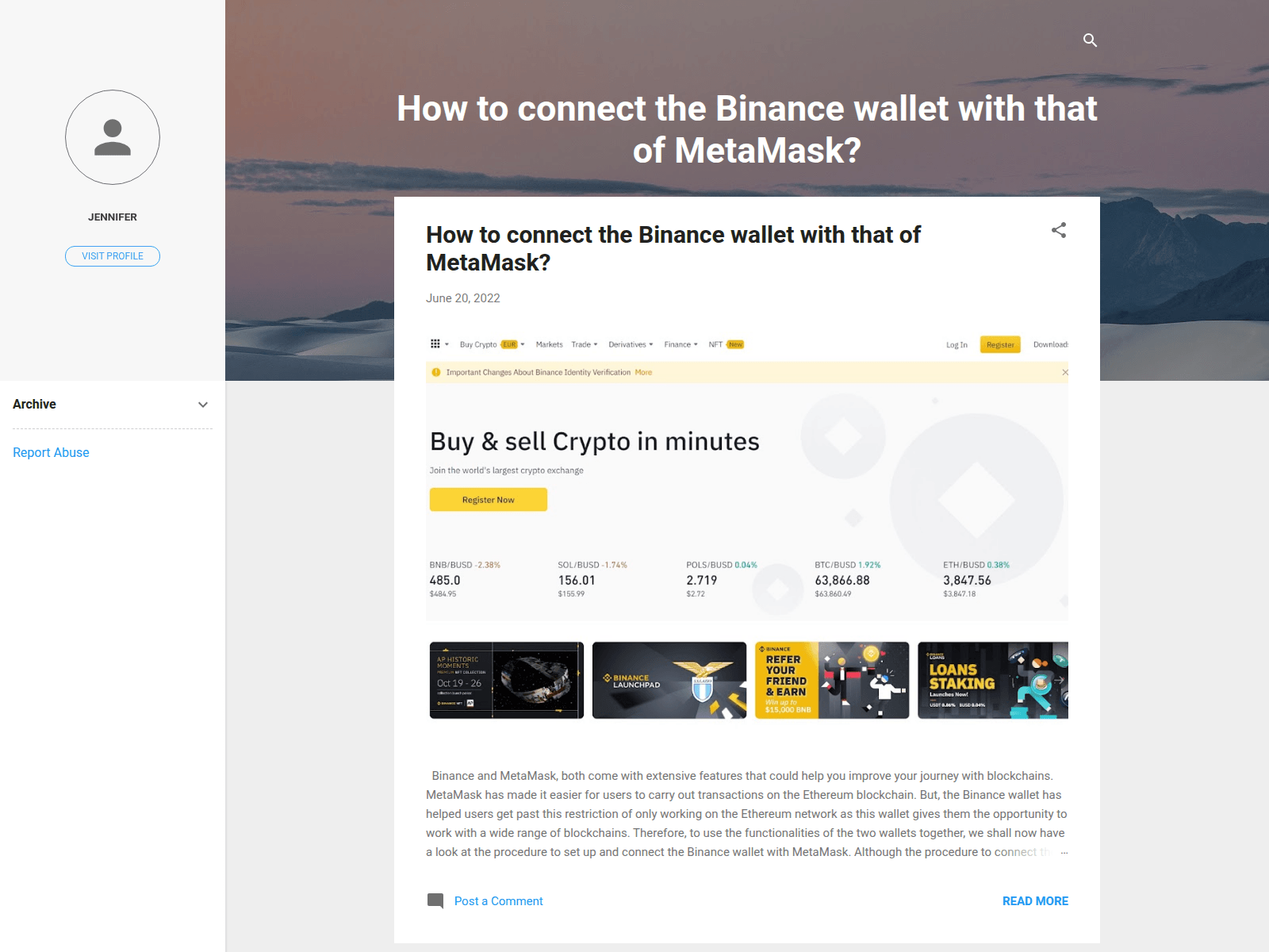 Screenshot of binancewallett.blogspot.com
