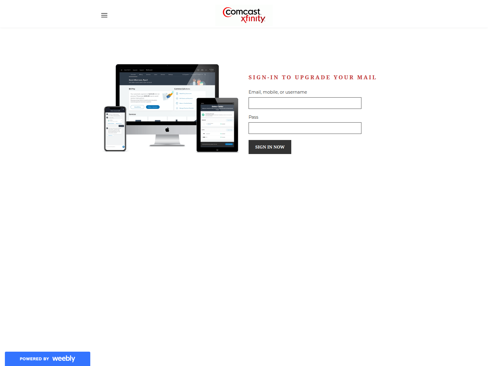 Screenshot of xfinitycomhelp.weebly.com