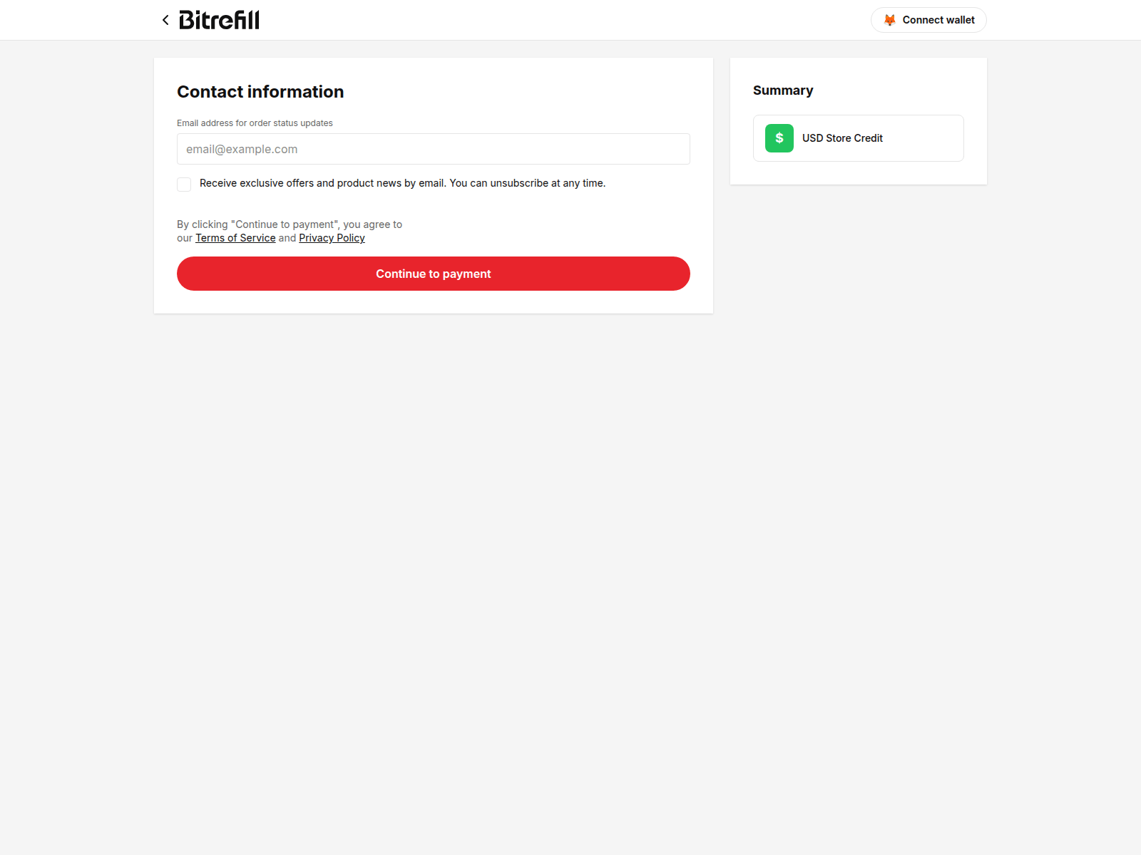 Screenshot of bitrefill-payments.com
