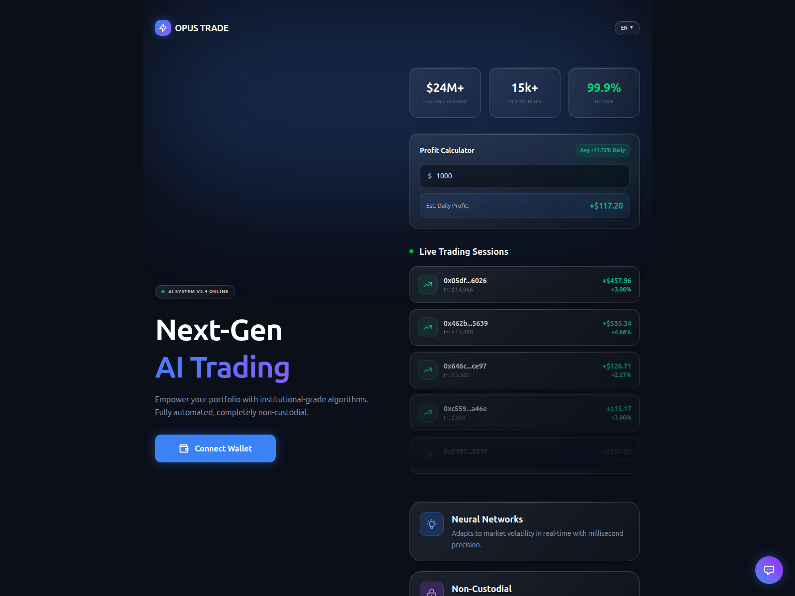 Screenshot of opus-trade.io