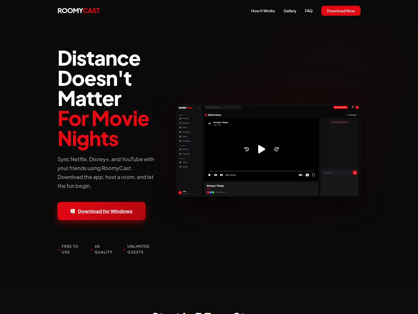Screenshot of roomycast.com