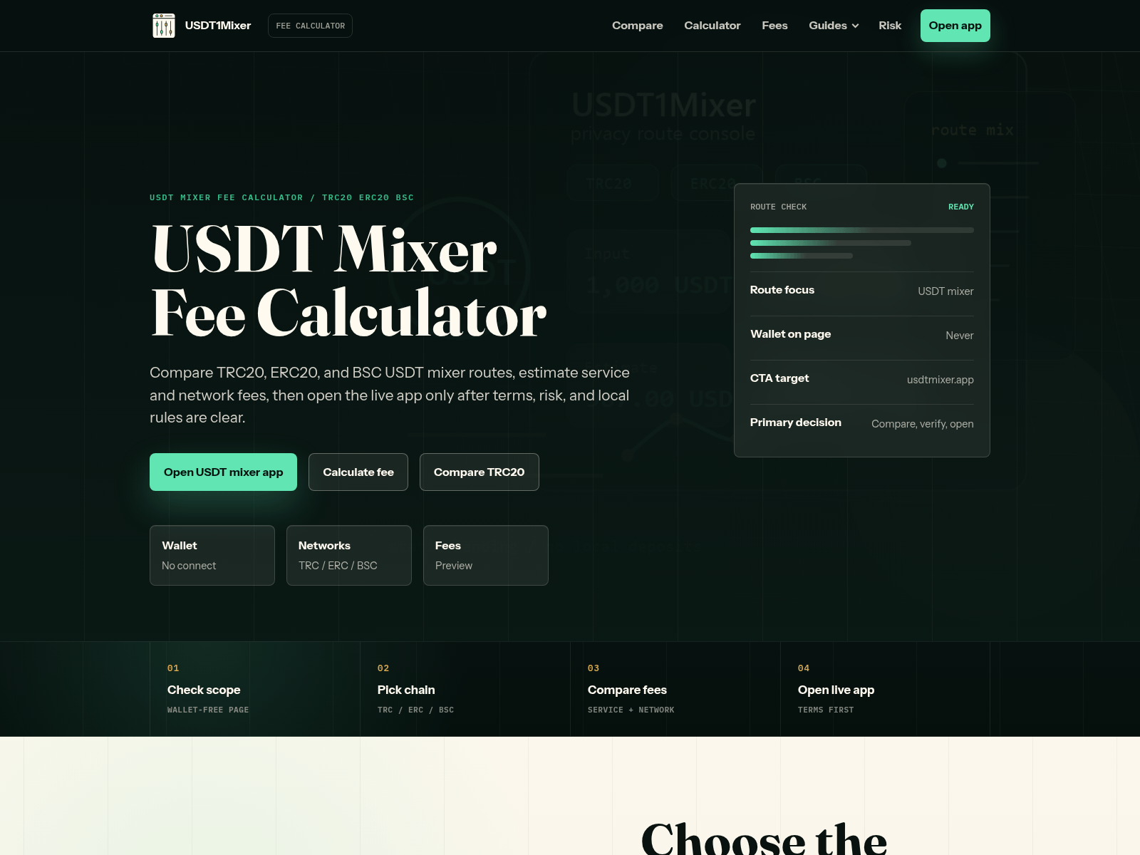 Screenshot of usdt1mixer.com