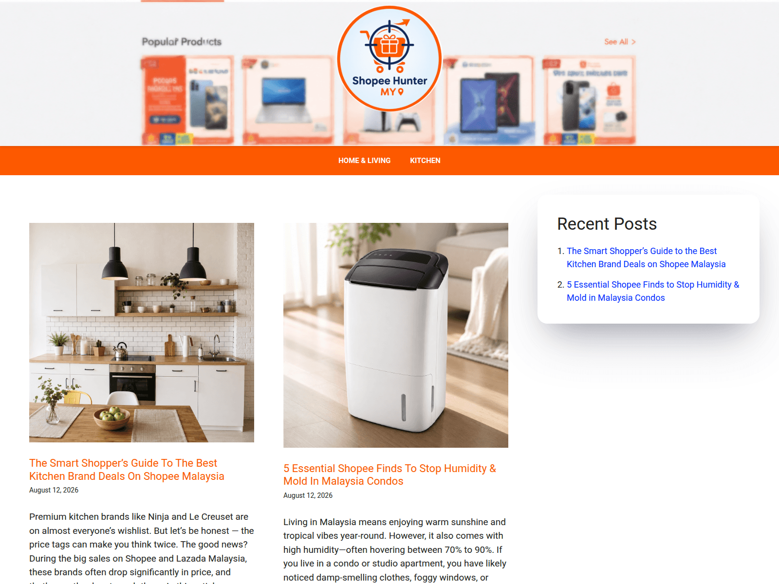 Screenshot of shopeehunter.com