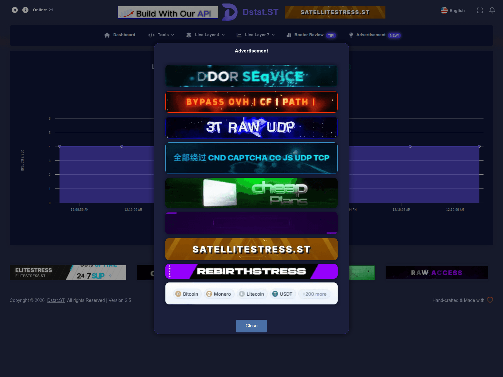 Screenshot of dstat.xyz