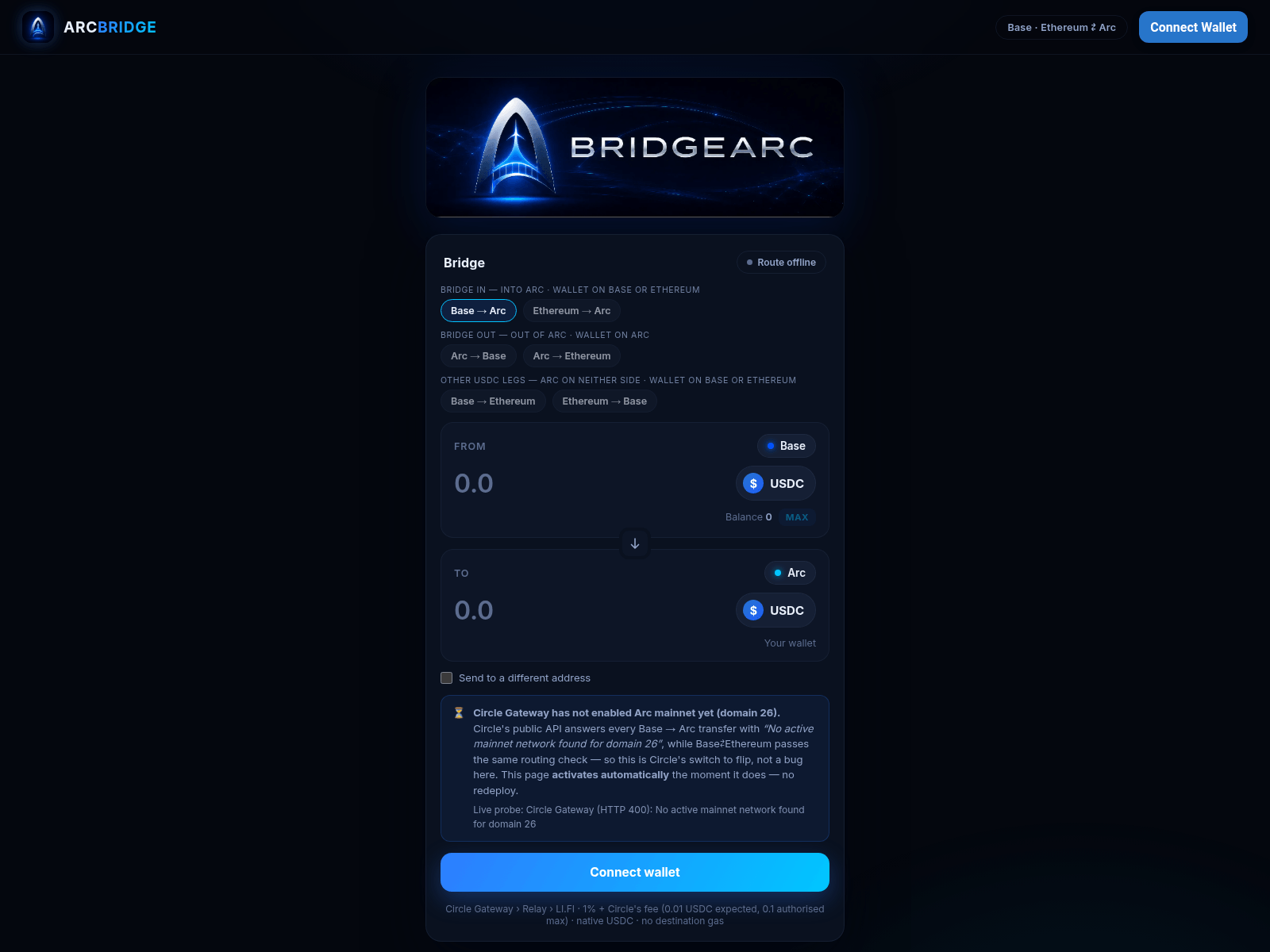 Screenshot of bridgearc.live