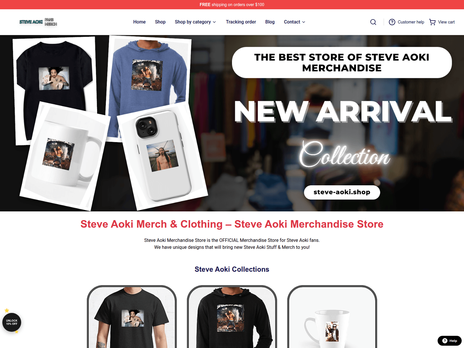 Screenshot of steve-aoki.shop