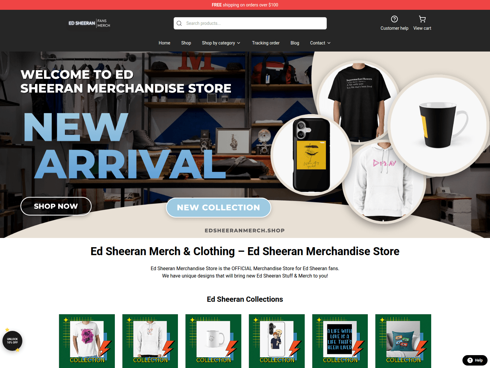 Screenshot of edsheeranmerch.shop