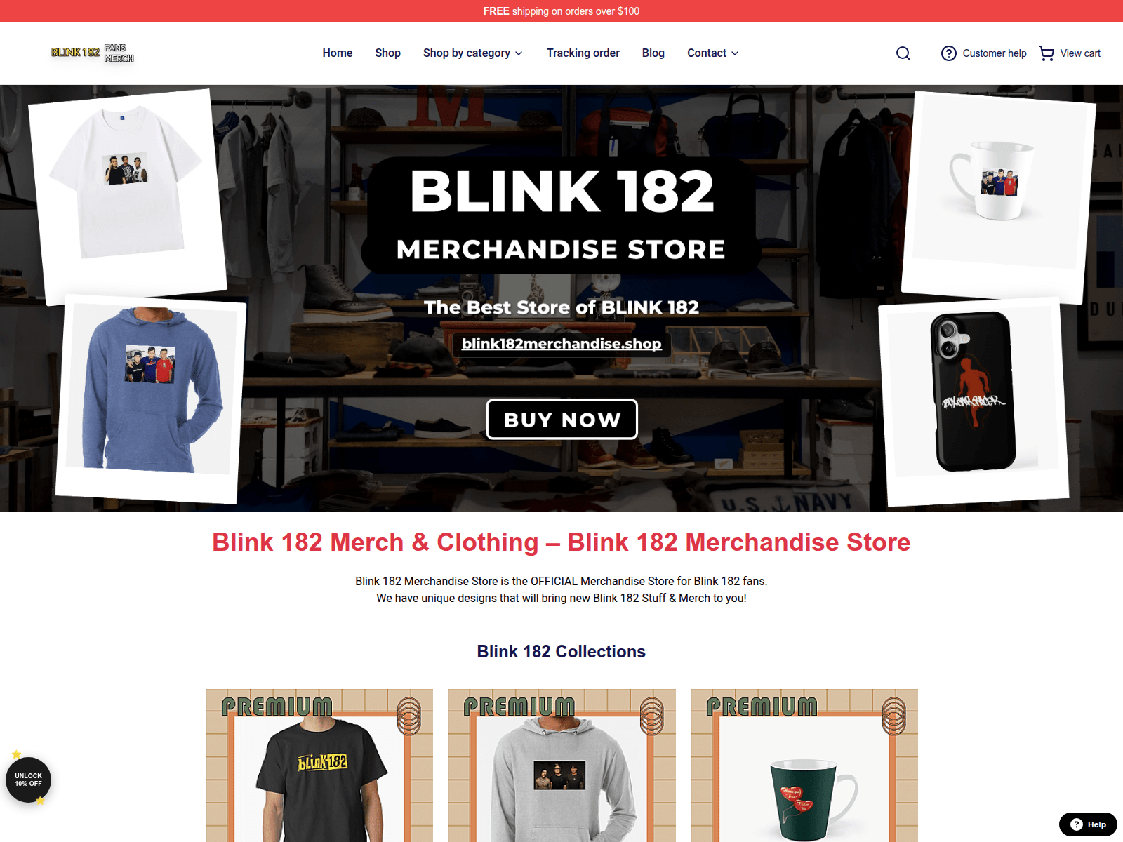 Screenshot of blink182merchandise.shop