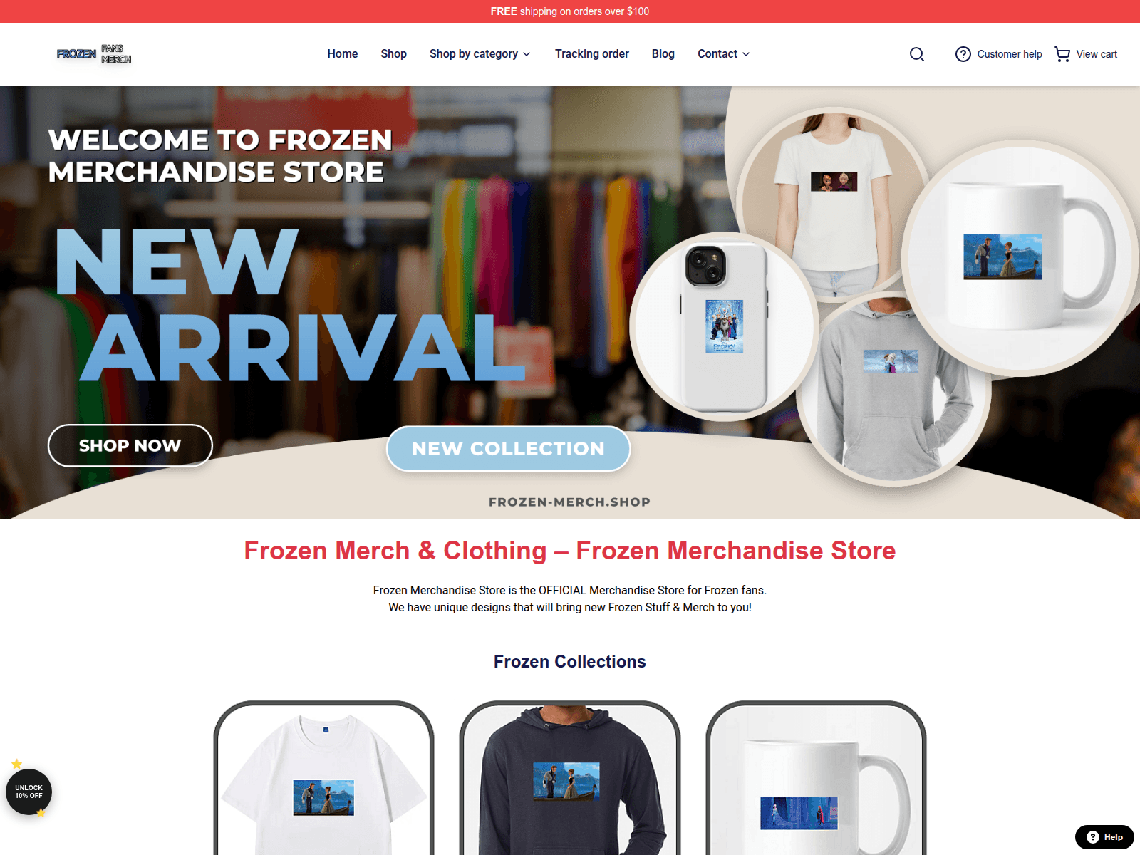 Screenshot of frozen-merch.shop
