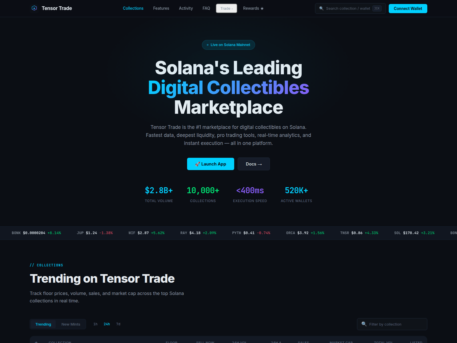 Screenshot of tensor-trade.net