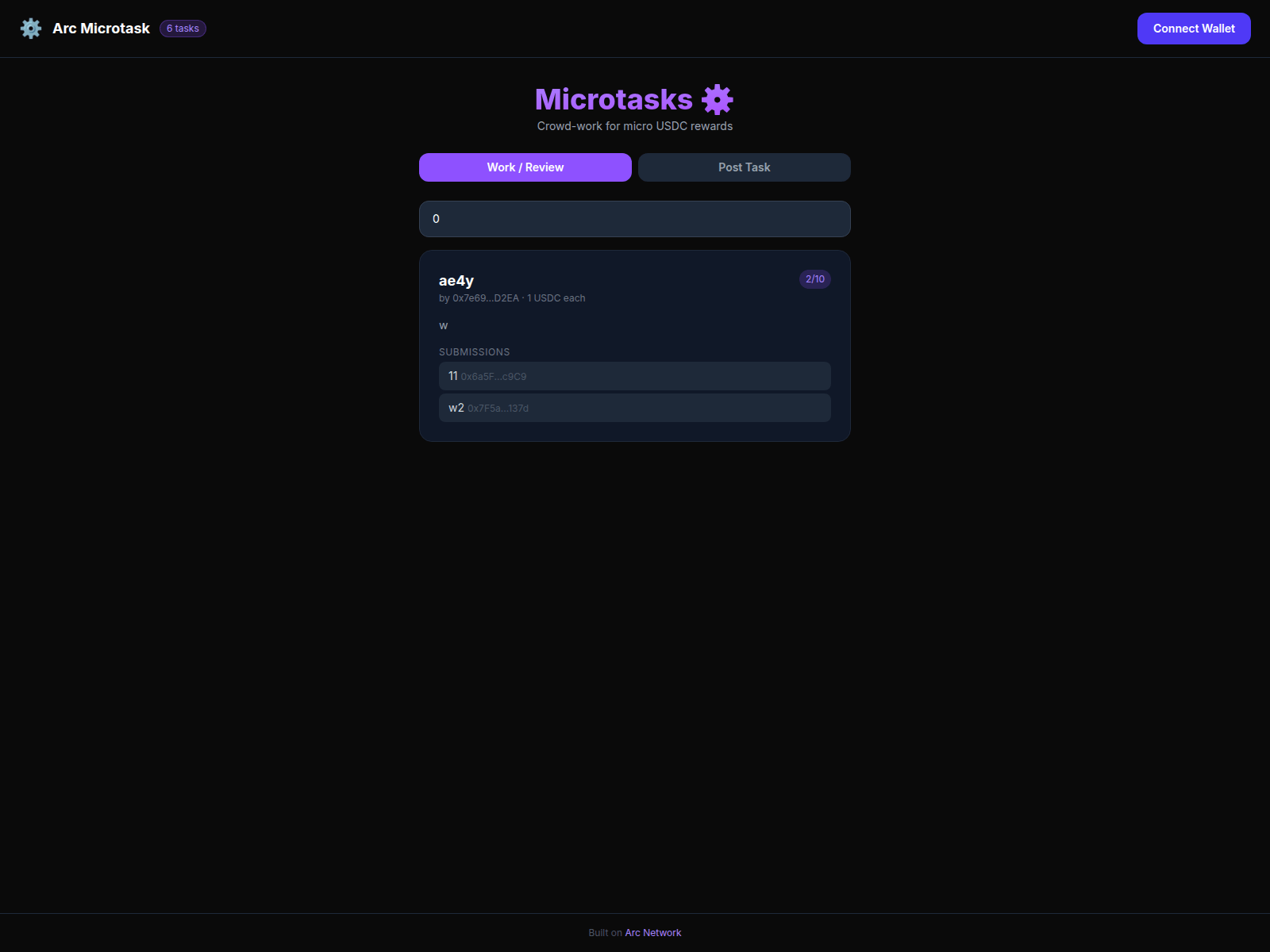 Screenshot of arc-microtask.pages.dev