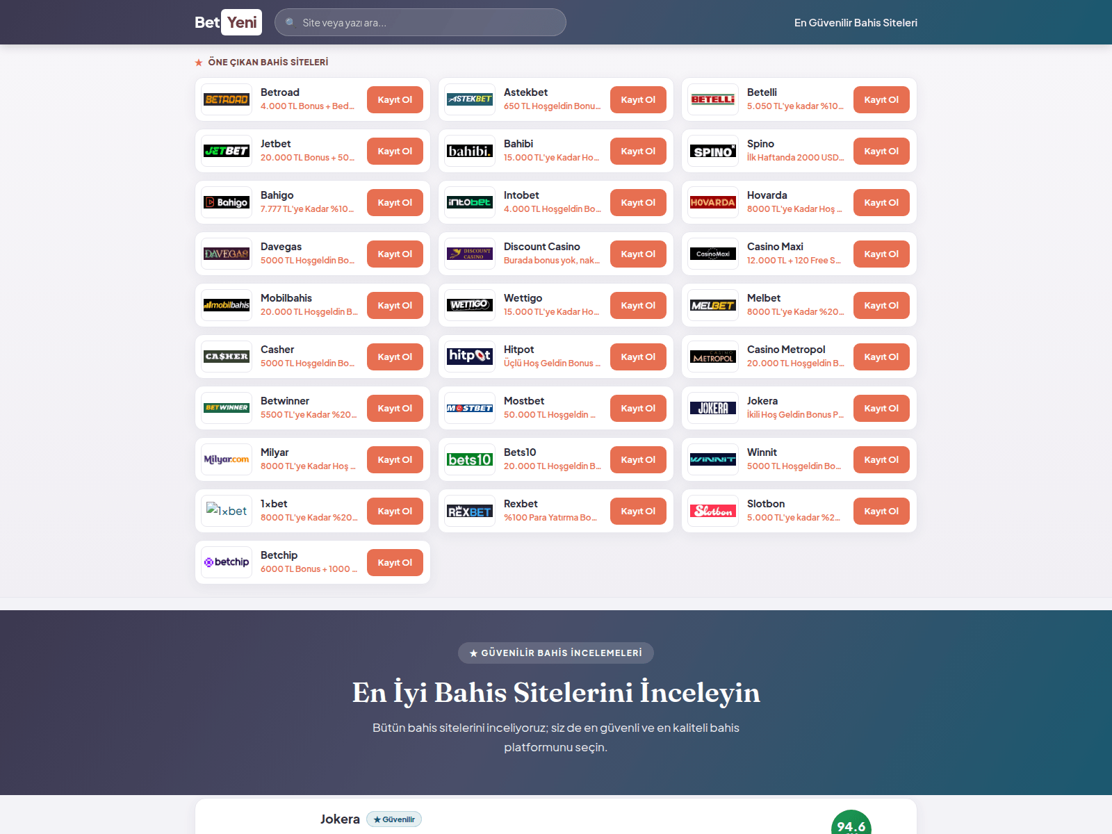 Screenshot of betyeni.pro