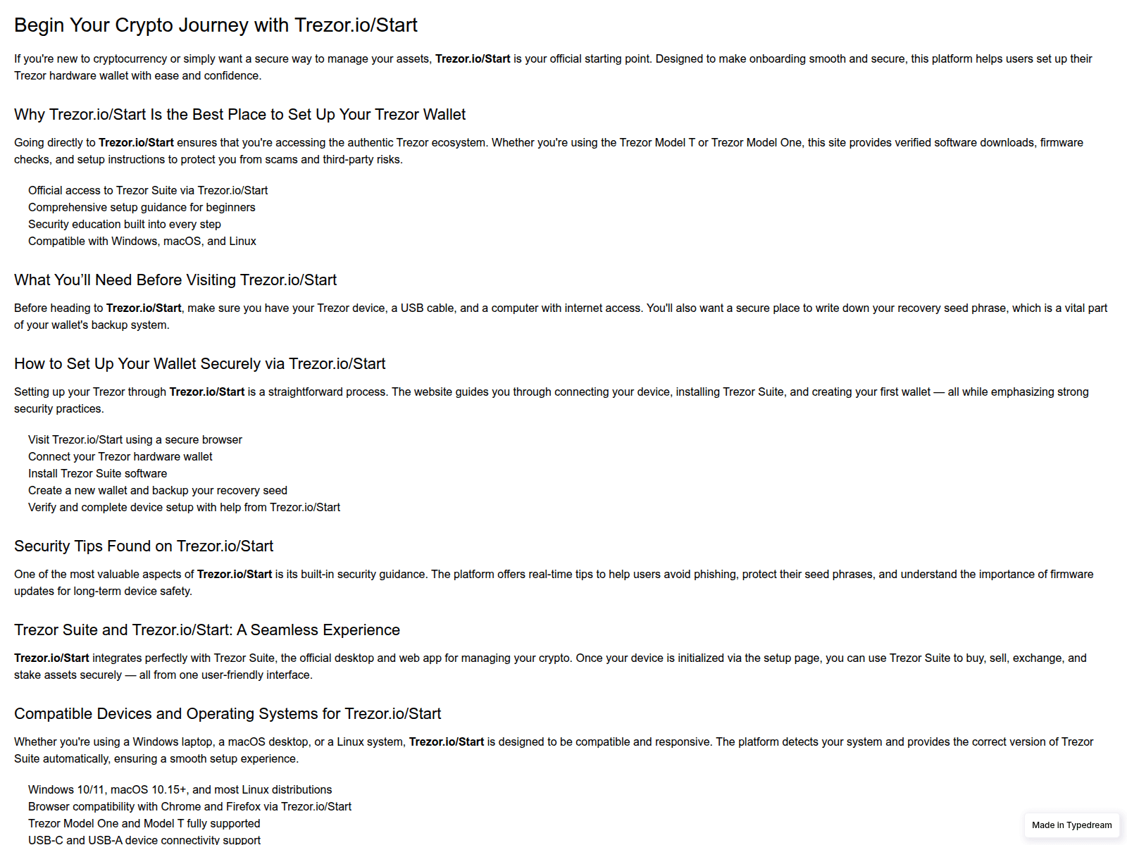 Screenshot of begin-new-trezrio-strt.typedream.app