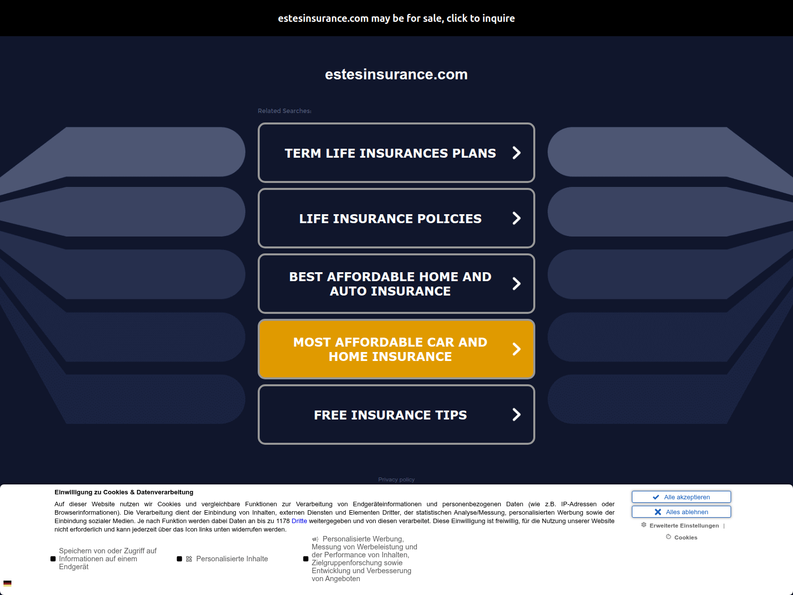 Знімок екрана estesinsurance.com