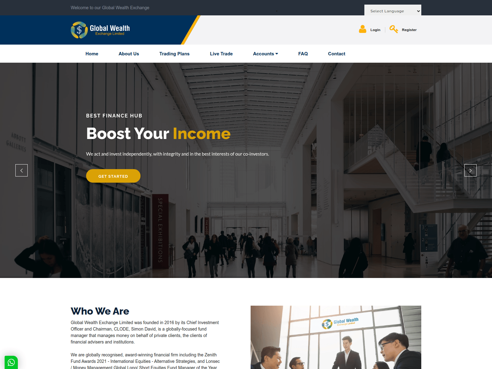 Screenshot von globalwealthexchange.net