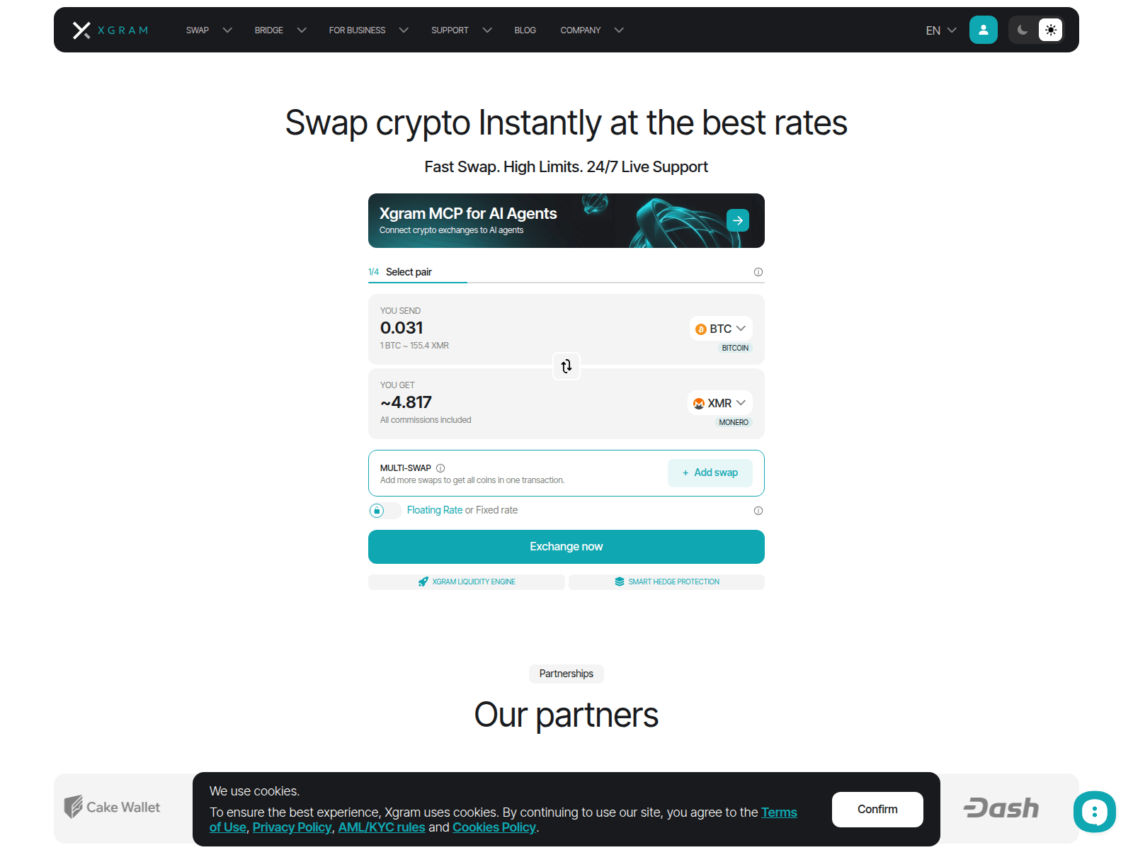 Screenshot von xgram.io
