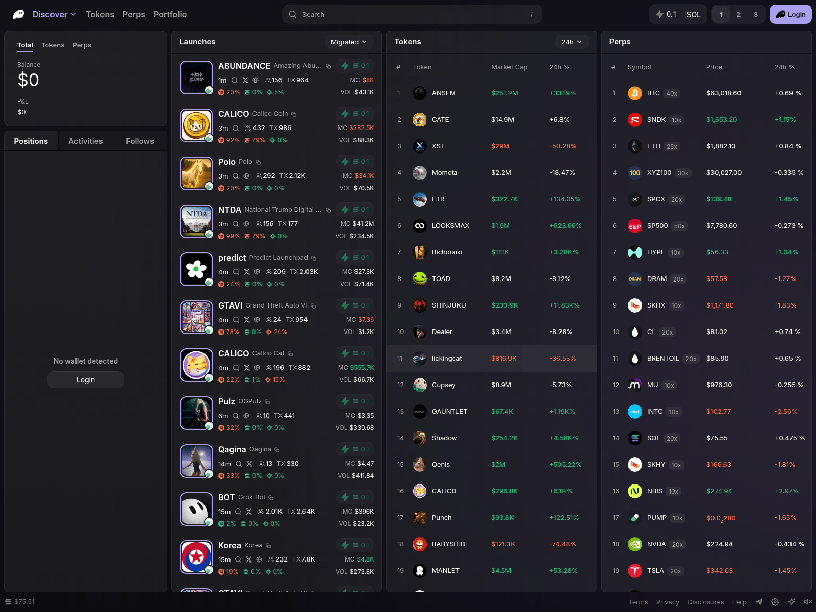 Ảnh chụp màn hình của trade.phantom.com