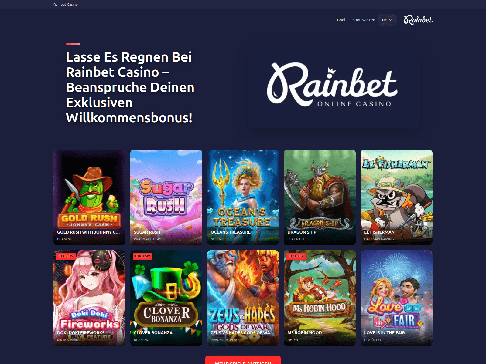 Screenshot of rainbetcasino24.com