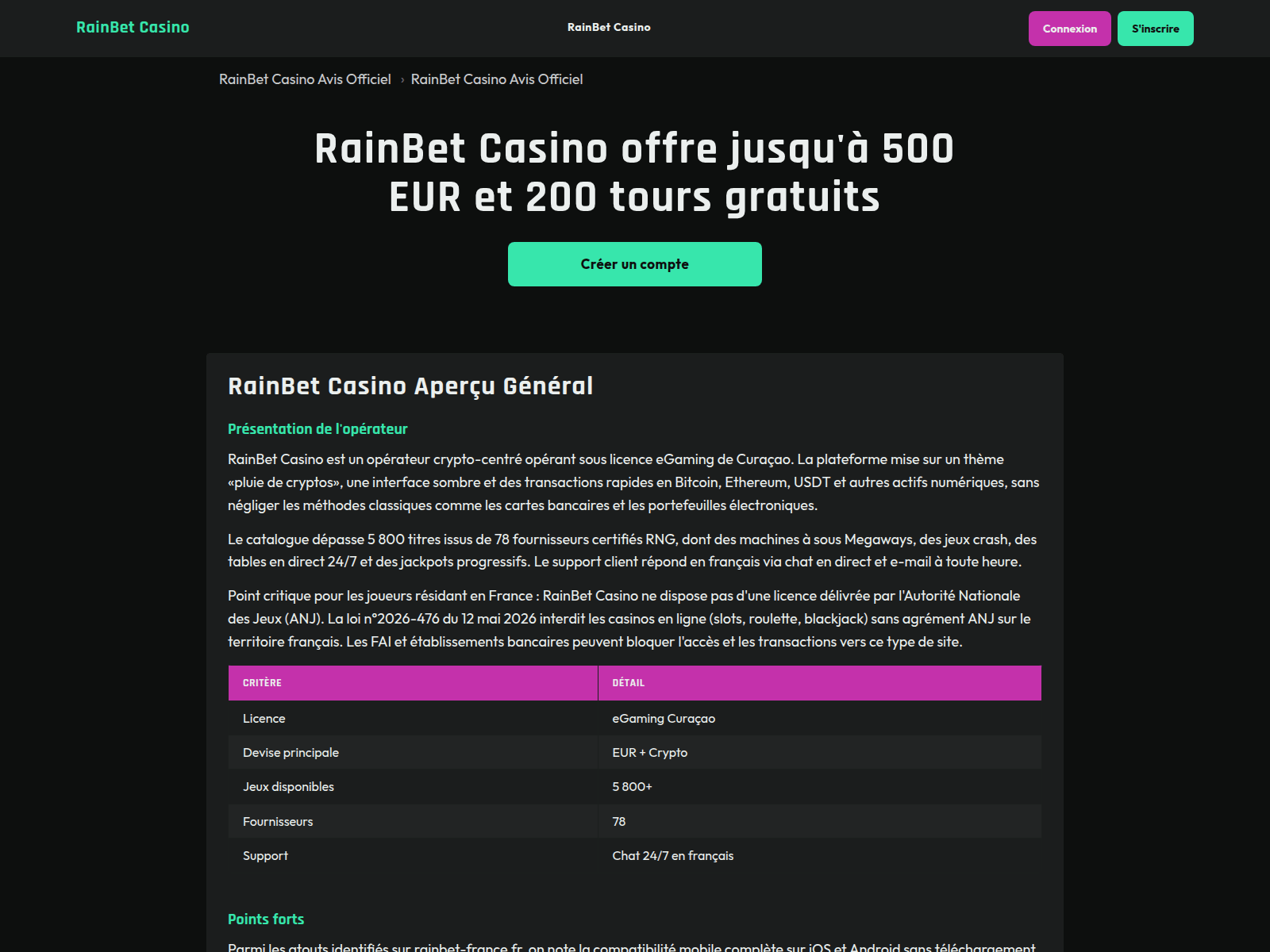 Screenshot of rainbet-france.fr