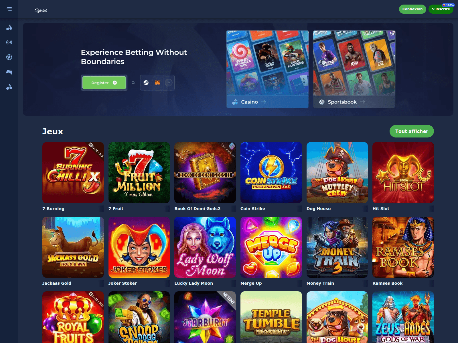 Screenshot of rainbet-casino.fr
