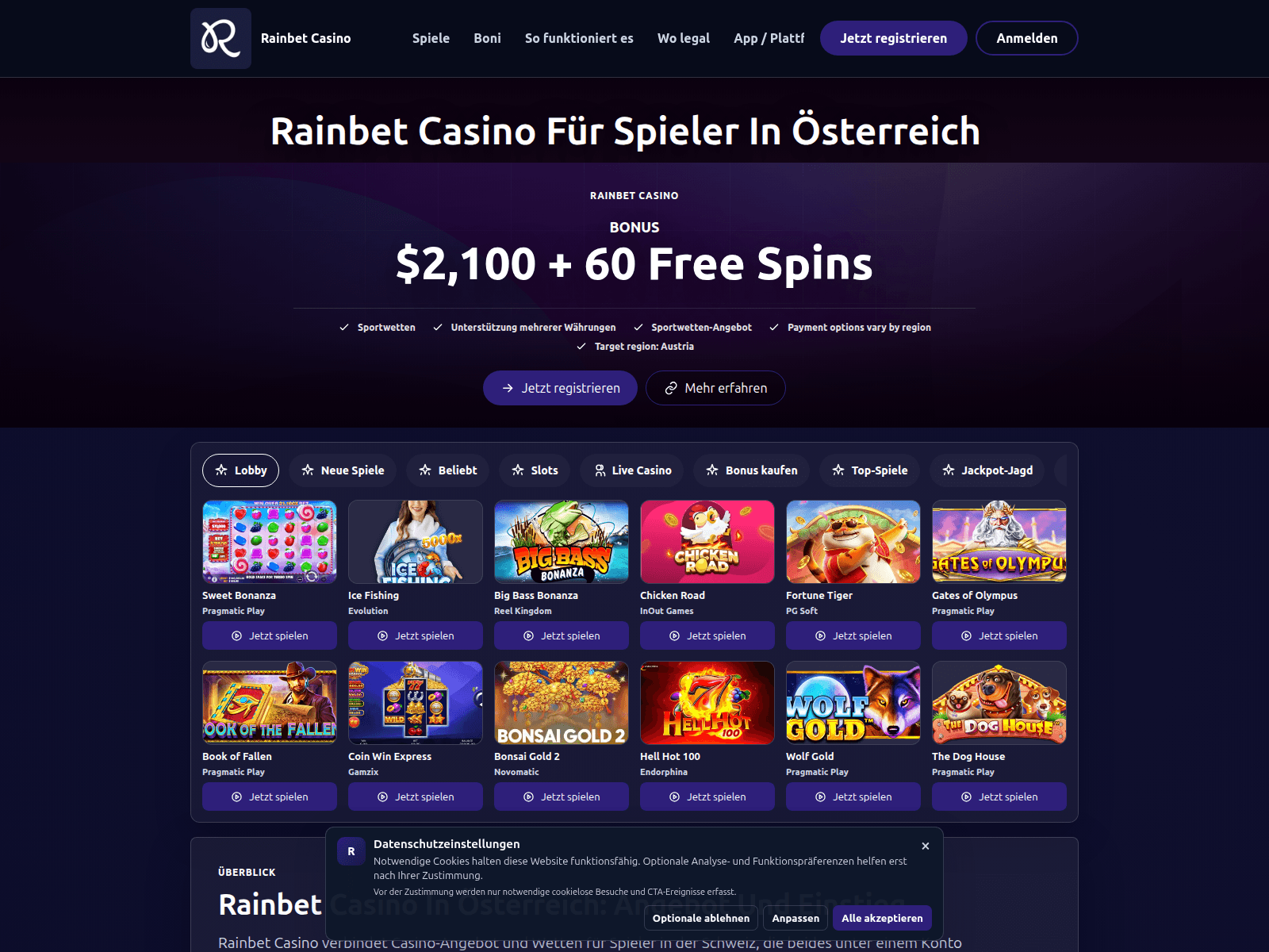 Screenshot of rainbetat.com
